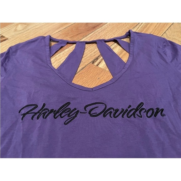 Harley Davidson Purple Cut Out T-Shirt El Paso Texas Women’s Size Large Y2K - Picture 3 of 12